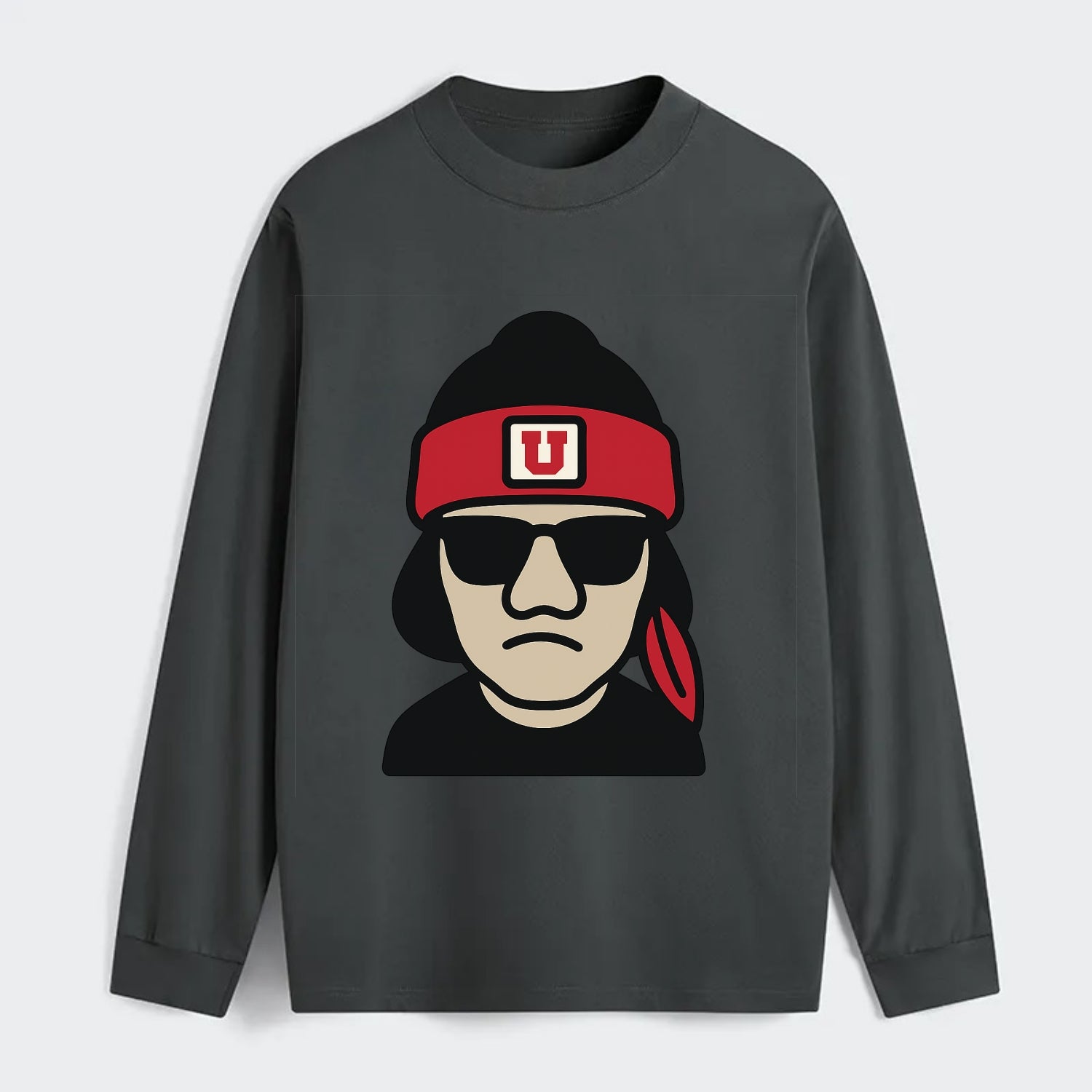 Salt Lake Ute wearing Utah beanie with U patch - Classic Long Sleeve Shirt - Gray
