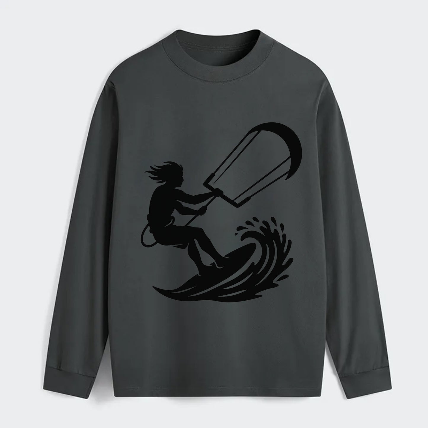 Kite surfer riding wave - Classic Long Sleeve Shirt - Gray