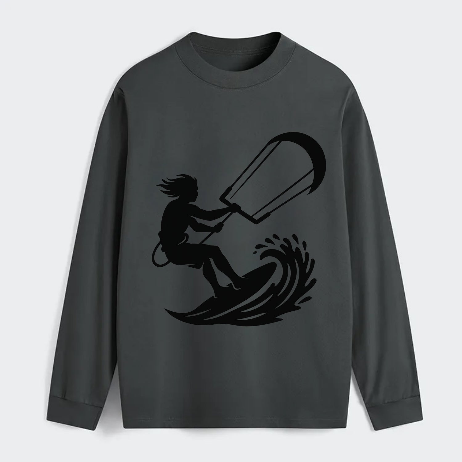 Kite surfer riding wave - Classic Long Sleeve Shirt - Gray