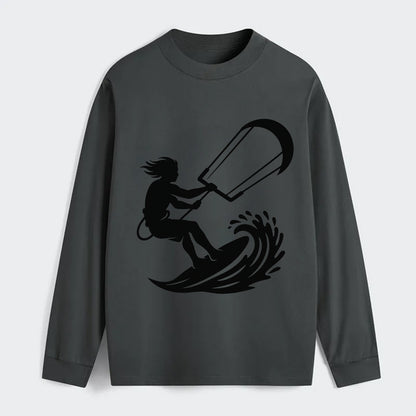 Kite surfer riding wave - Classic Long Sleeve Shirt - Gray