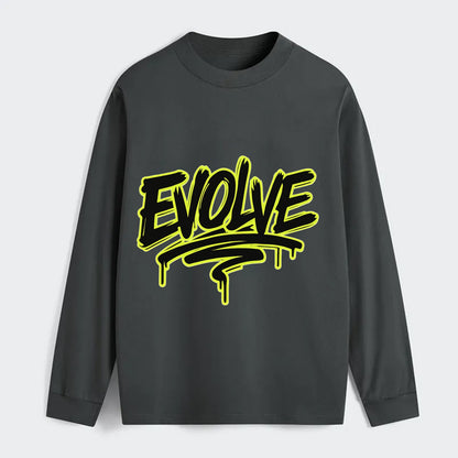 Bold typography design - "EVOLVE" - changing, becoming better - Classic Long Sleeve Shirt - Gray