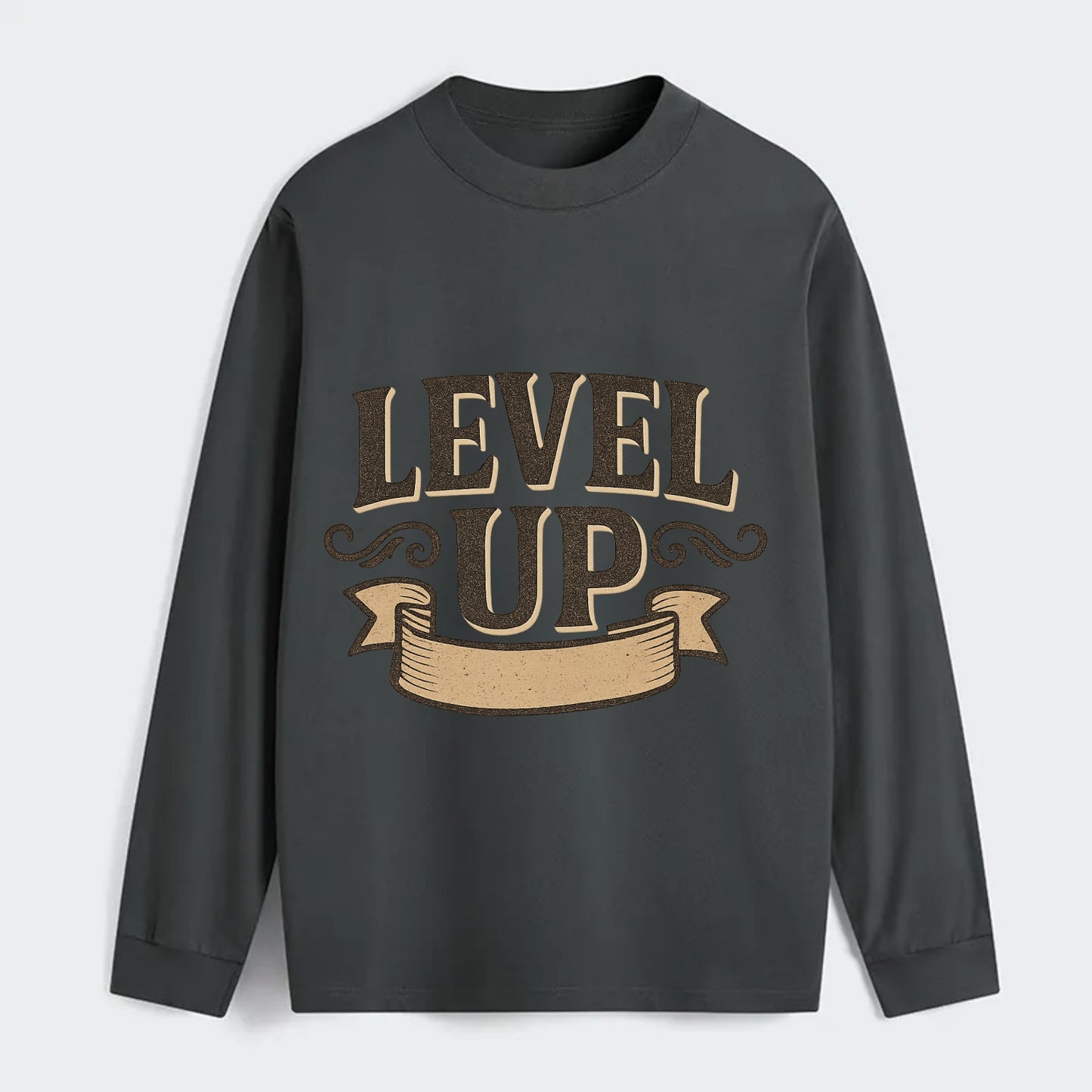 Bold typography design - "LEVEL UP" - improving, advancing, growing - Classic Long Sleeve Shirt - Gray