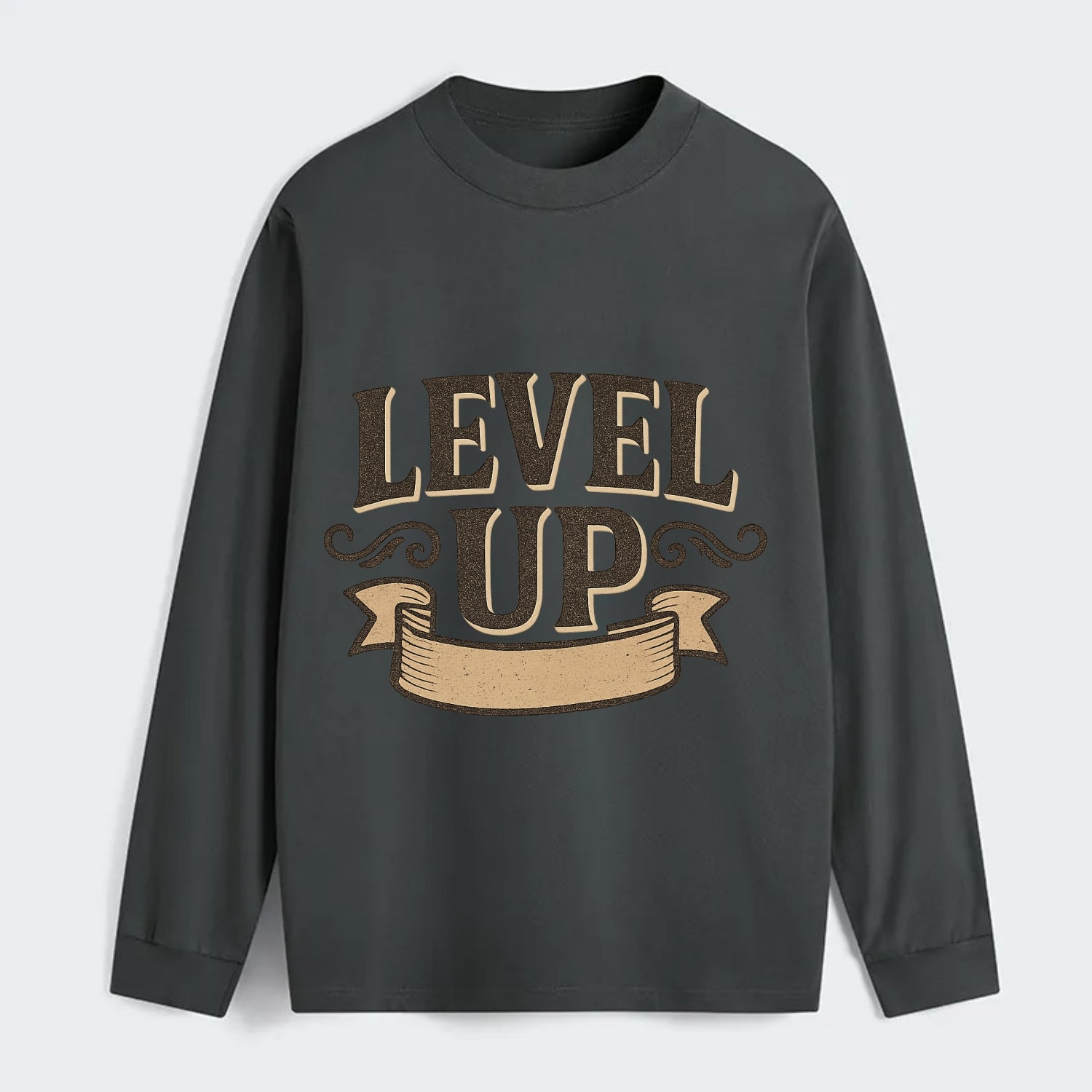 Bold typography design - "LEVEL UP" - improving, advancing, growing - Classic Long Sleeve Shirt - Gray