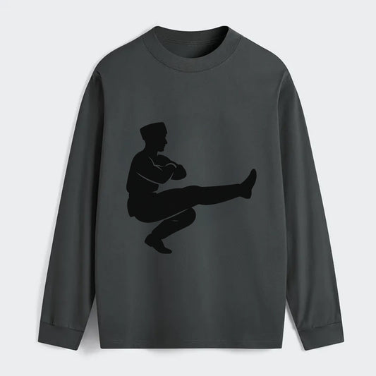 Russian Cossack dancer squat kick - Classic Long Sleeve Shirt - Gray