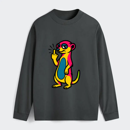 cute meerkat standing guard on hind legs, one front paw raised in sassy - Classic Long Sleeve Shirt - Gray