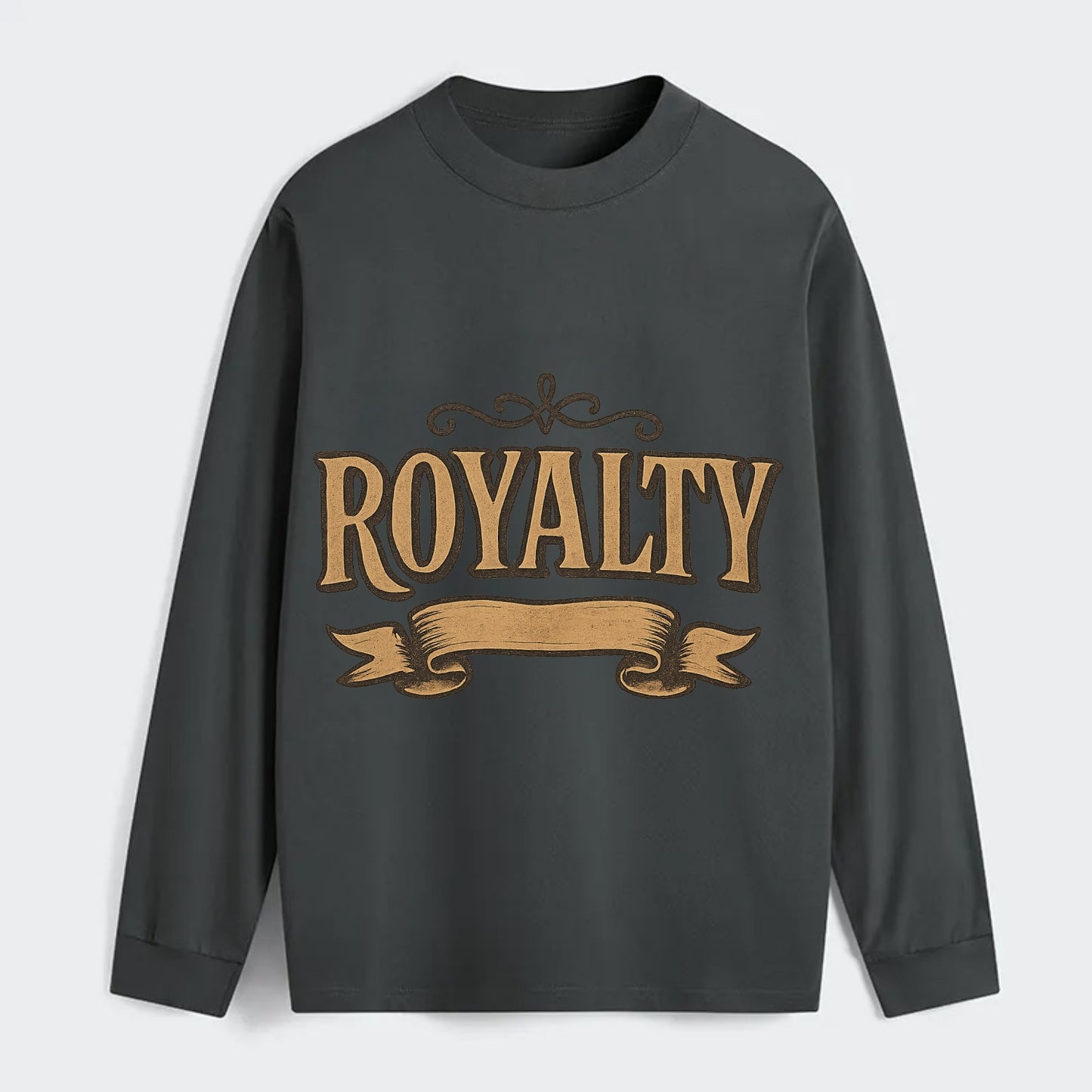 Bold typography design - "ROYALTY" - regal bearing, noble spirit - Classic Long Sleeve Shirt - Gray