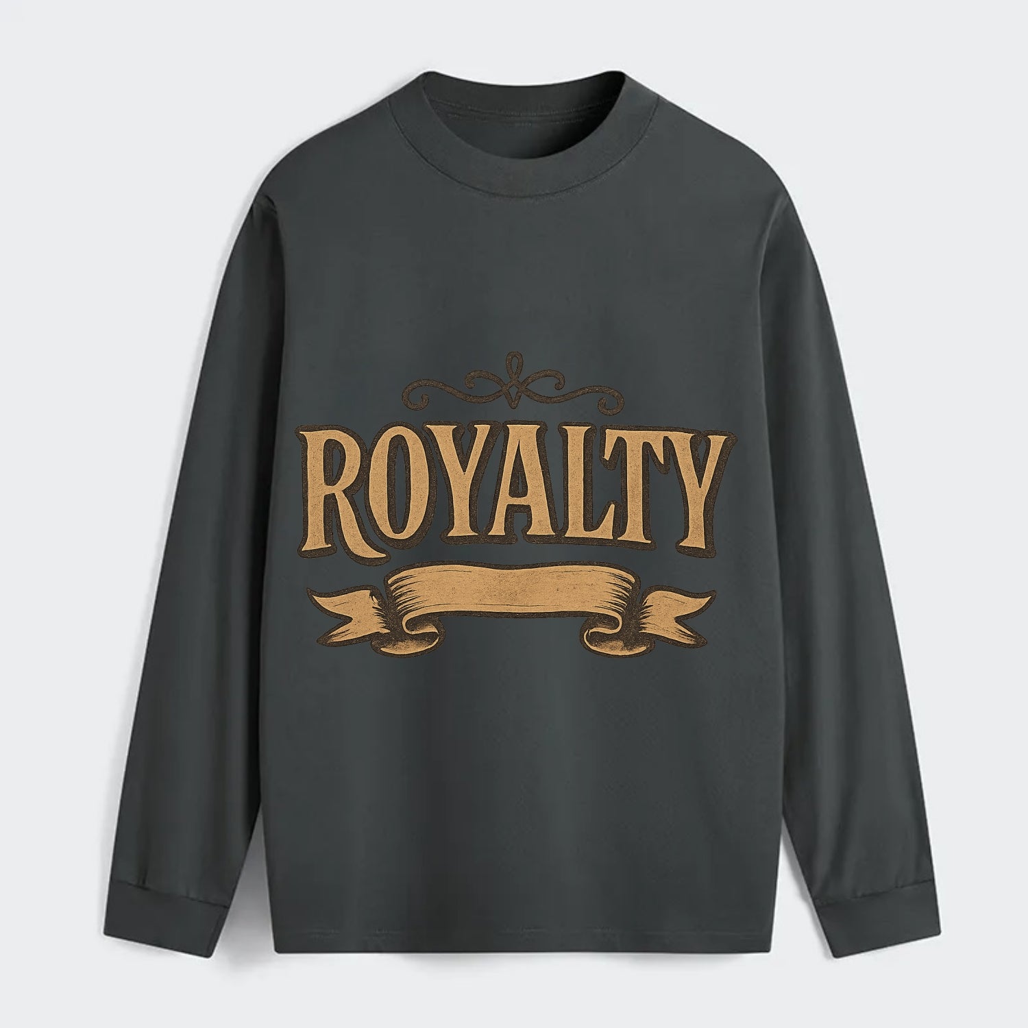 Bold typography design - "ROYALTY" - regal bearing, noble spirit - Classic Long Sleeve Shirt - Gray