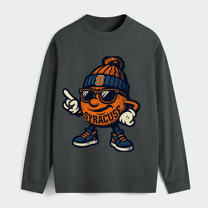 Syracuse Orange wearing Syracuse beanie with S patch - Classic Long Sleeve Shirt - Gray