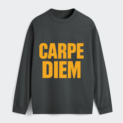 Bold typography design - "CARPE DIEM" - seize the day - Classic Long Sleeve Shirt - Gray
