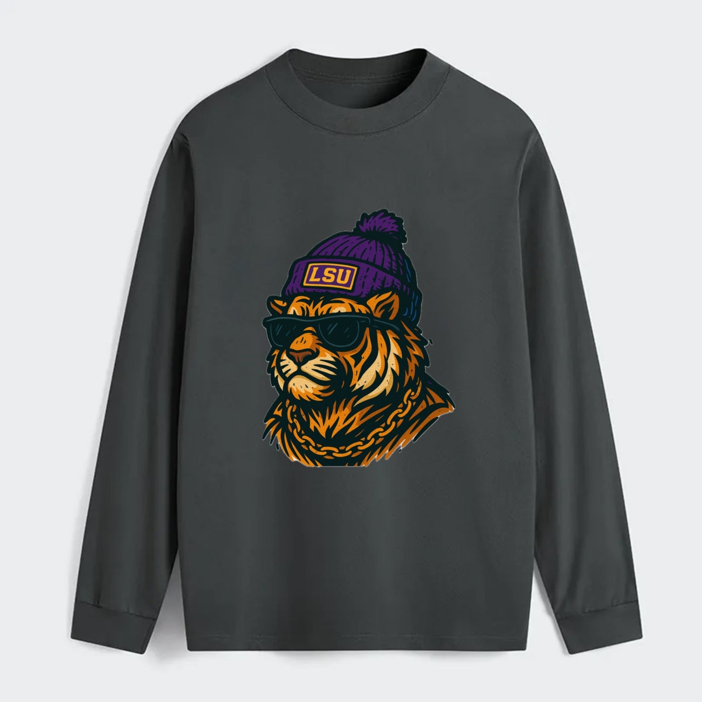 LSU Mike Tiger - Classic Long Sleeve Shirt - Gray