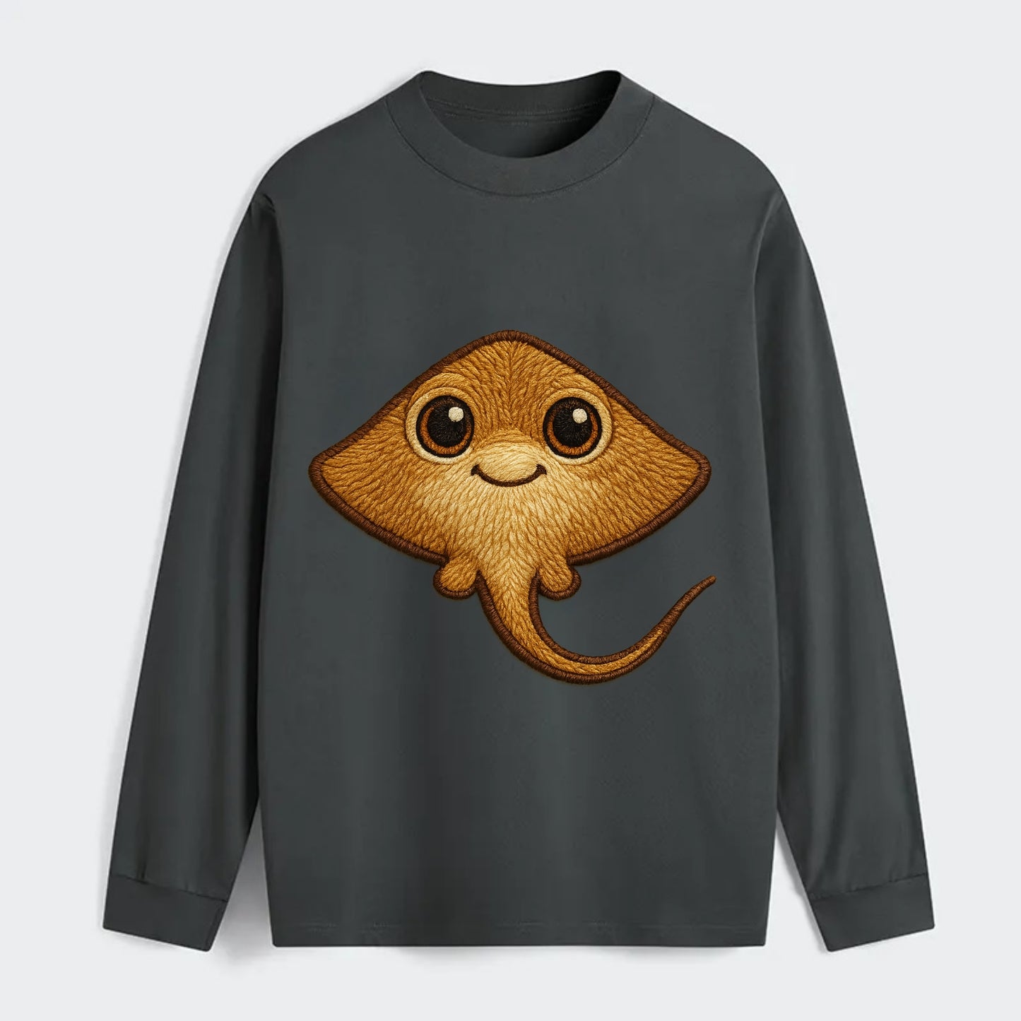 Baby Stingray - flat body, long tail, eyes on top, front-facing, - Classic Long Sleeve Shirt - Gray