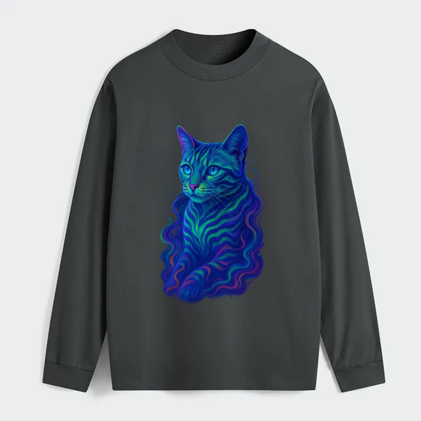 Exotic Bengal cat with aurora borealis colors flowing through its - Classic Long Sleeve Shirt - Gray