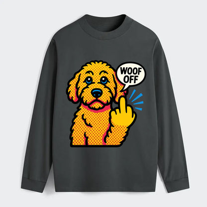 Goldendoodle with teddy bear face and curly golden coat, friendly paw - Classic Long Sleeve Shirt - Gray