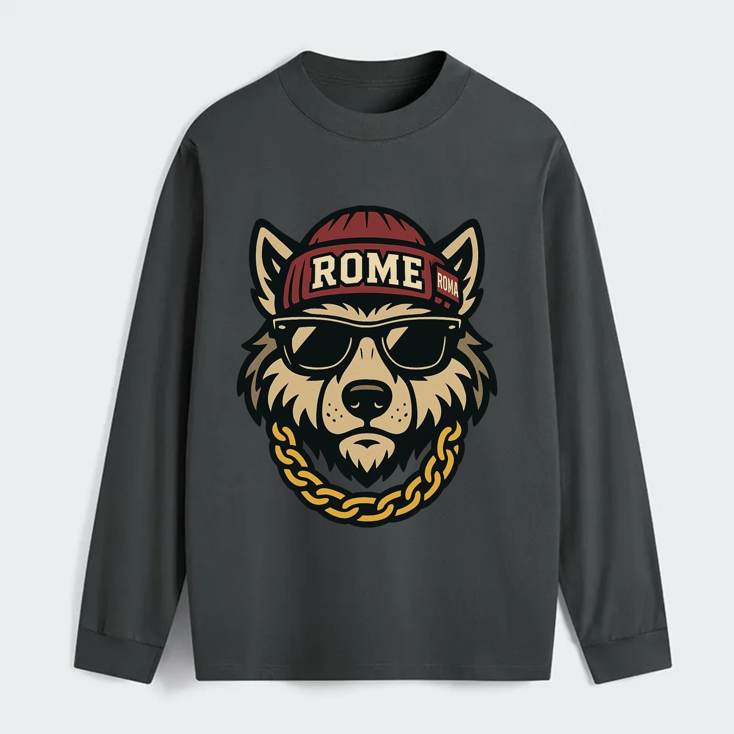 Rome Wolf - Classic Long Sleeve Shirt - Gray