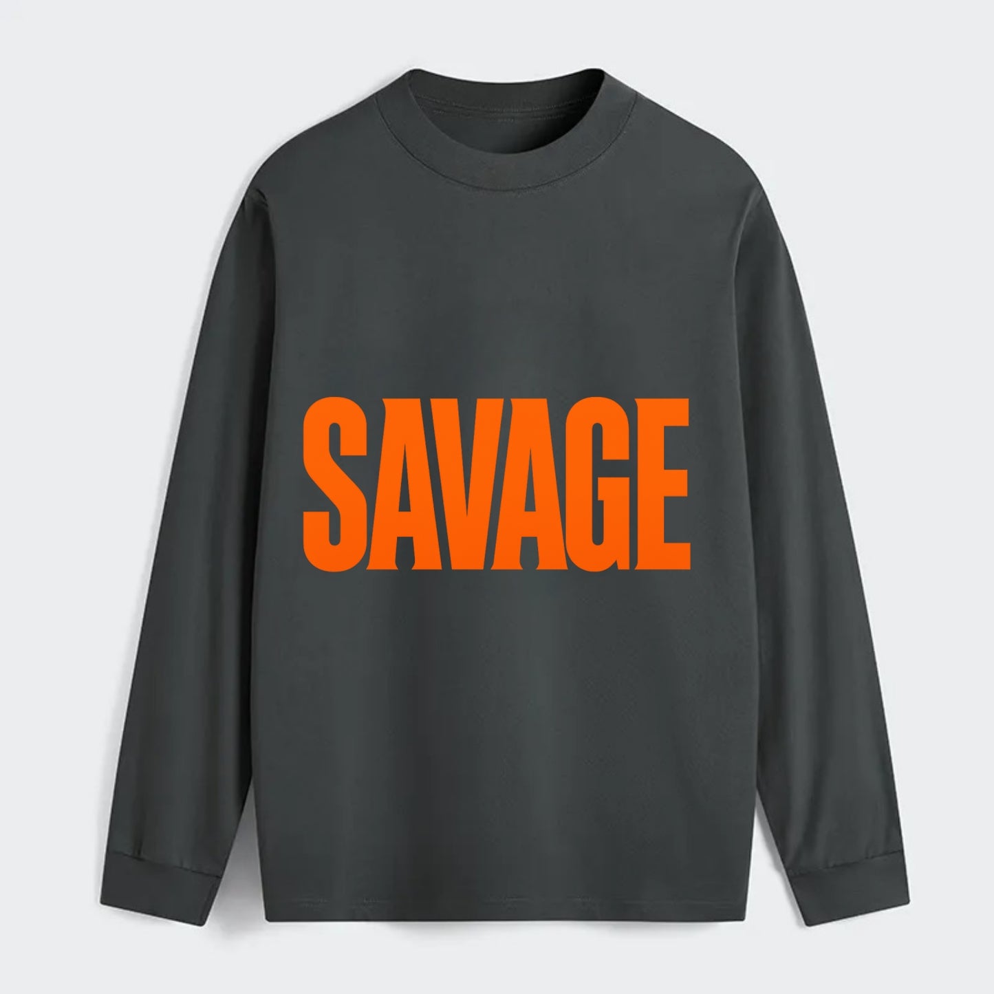 Bold typography design - "SAVAGE" - fierce attitude, taking no prisoners - Classic Long Sleeve Shirt - Gray