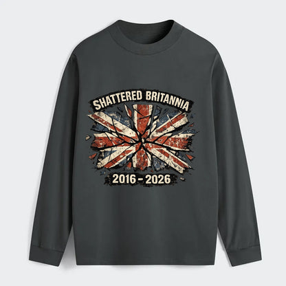 SHATTERED BRITANNIA | Cracked broken Union Jack | Fragmented glass - Classic Long Sleeve Shirt - Gray