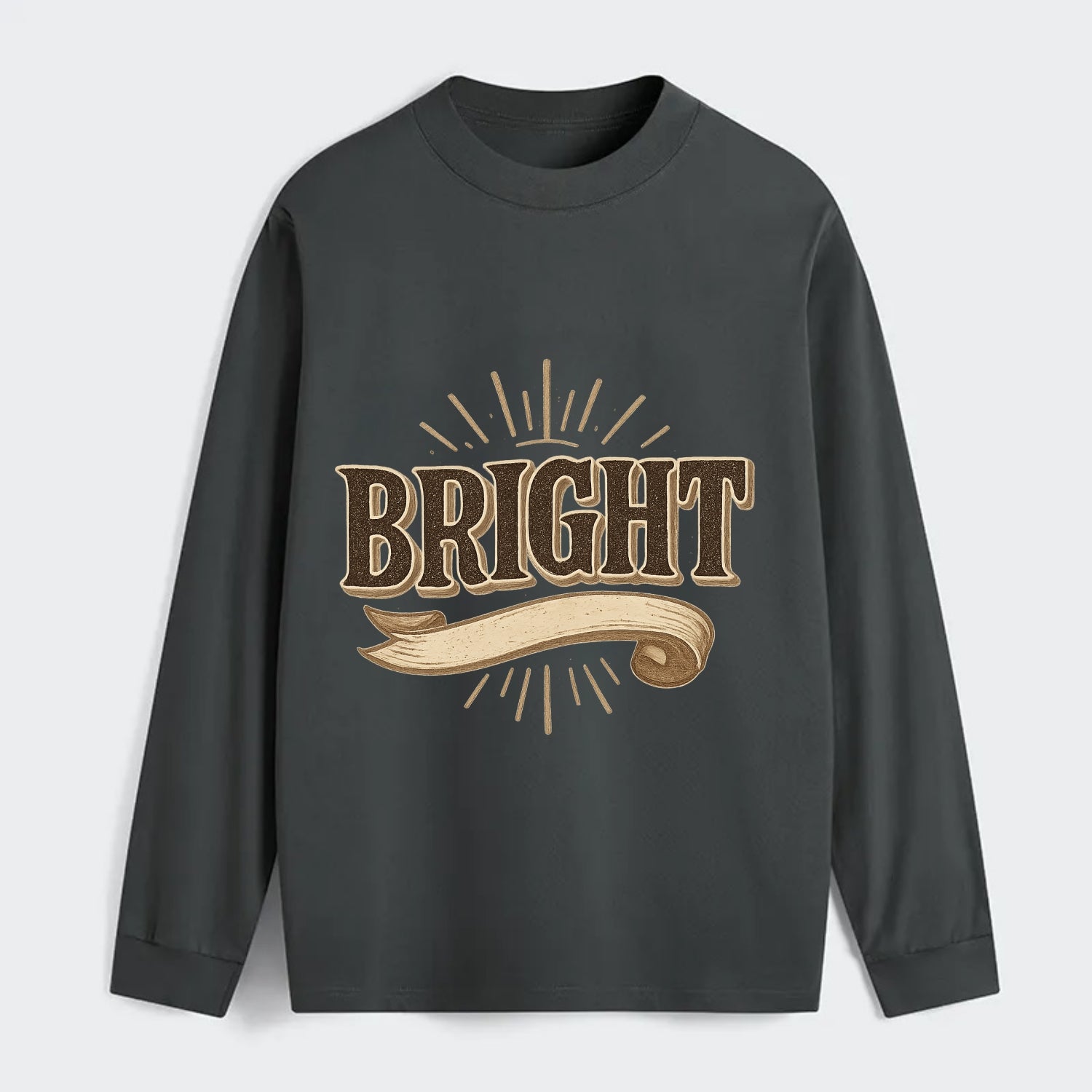 Bold typography design - "BRIGHT" - intelligent, shining - Classic Long Sleeve Shirt - Gray