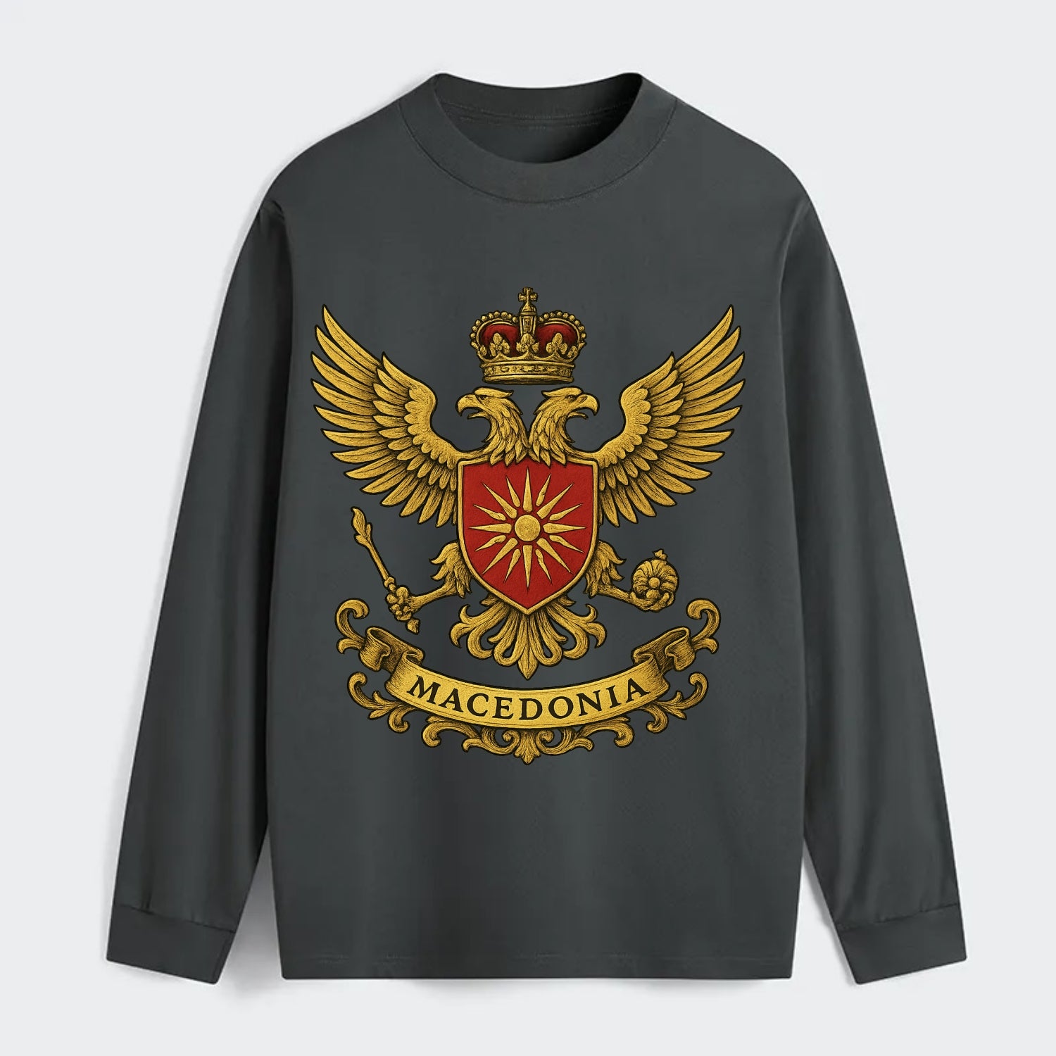 Macedonia Heritage Badge - Classic Long Sleeve Shirt - Gray