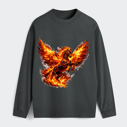 PHOENIX FIRE HORSE | Horse emerging from flames like phoenix | Rebirth - Classic Long Sleeve Shirt - Gray