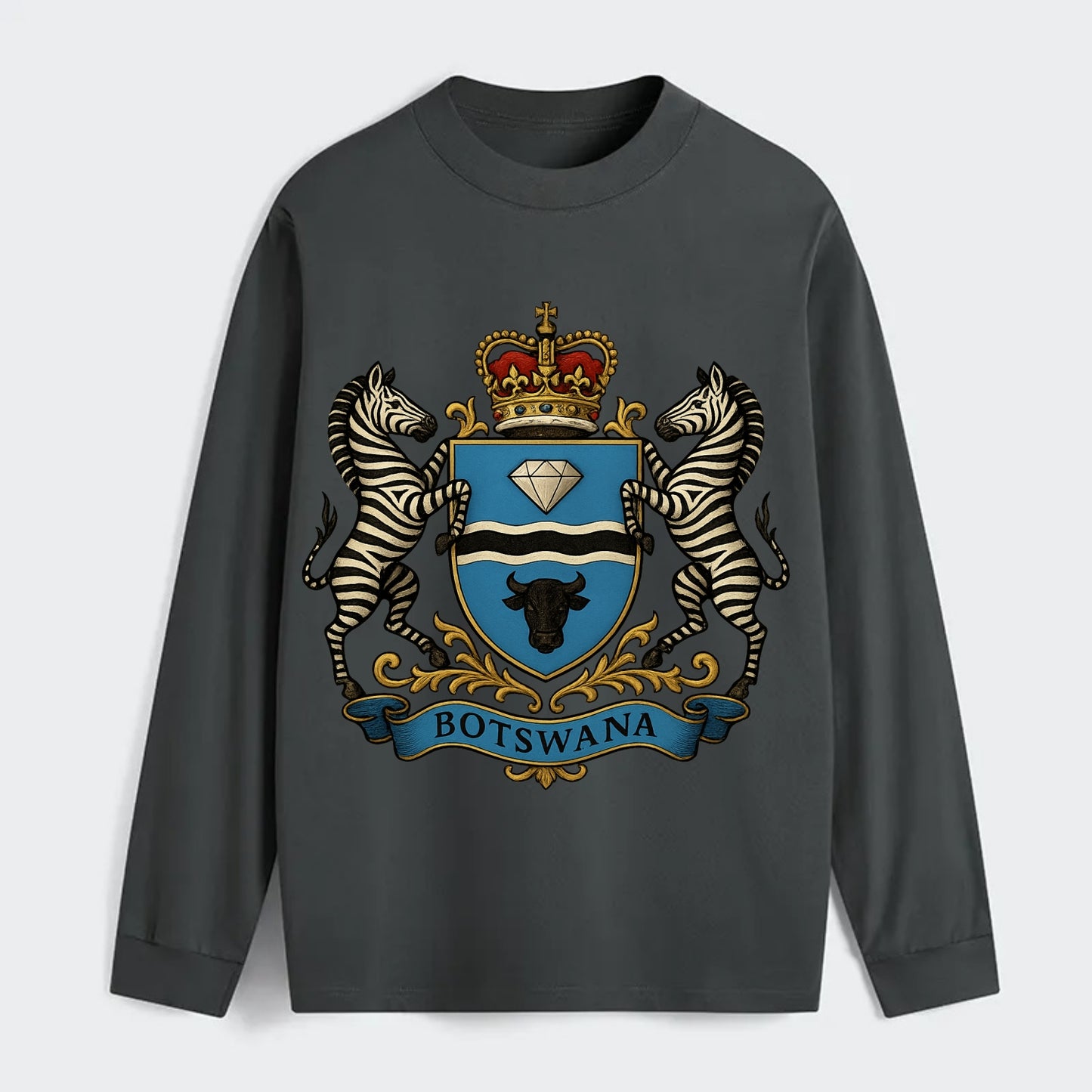 Botswana Heritage Badge - Classic Long Sleeve Shirt - Gray