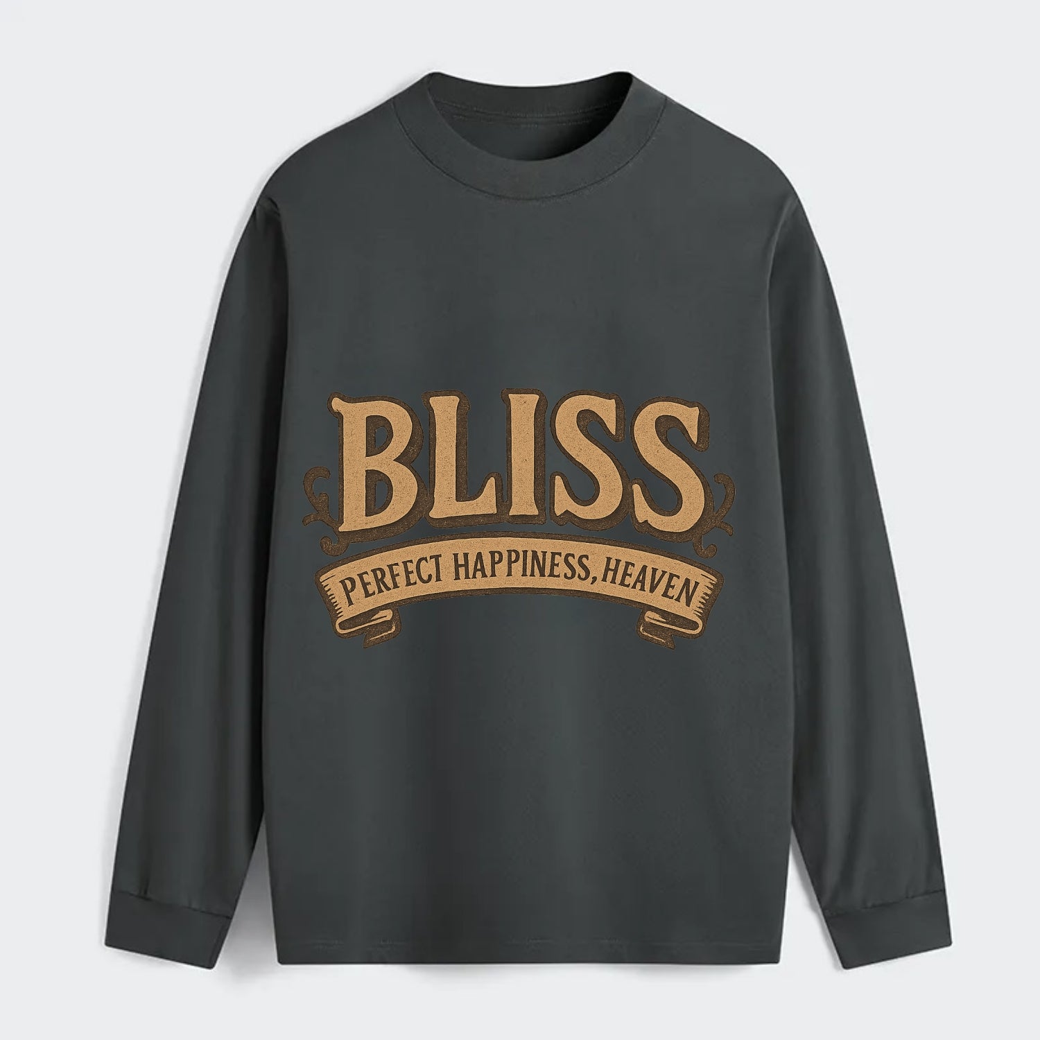 Bold typography design - "BLISS" - perfect happiness, heaven - Classic Long Sleeve Shirt - Gray