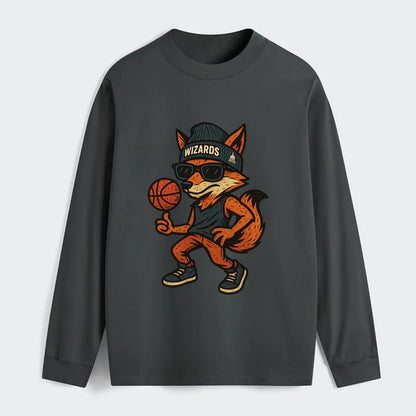 Washington Fox wearing Wizards beanie with capitol patch and wayfarer - Classic Long Sleeve Shirt - Gray