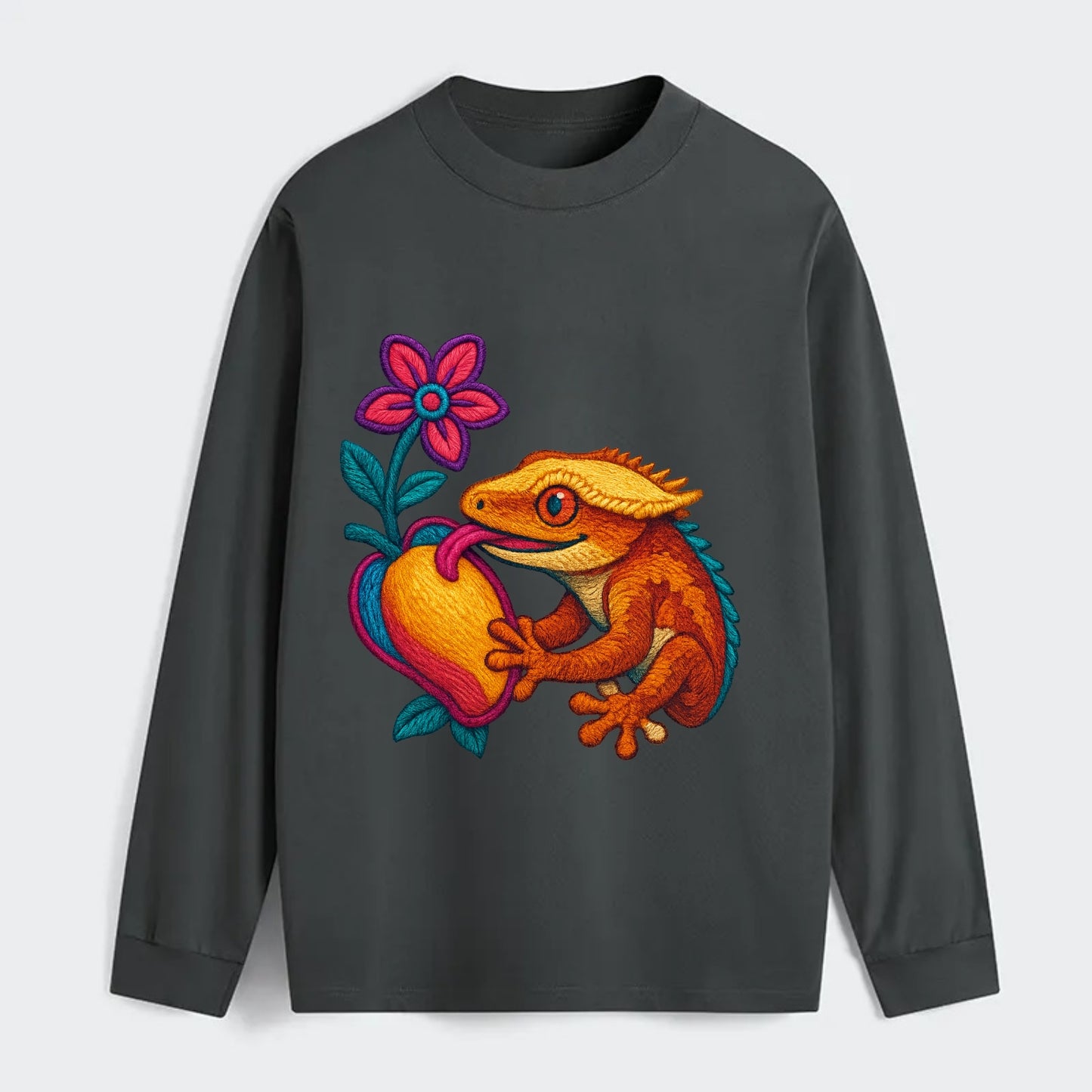 Crested Gecko - Classic Long Sleeve Shirt - Gray