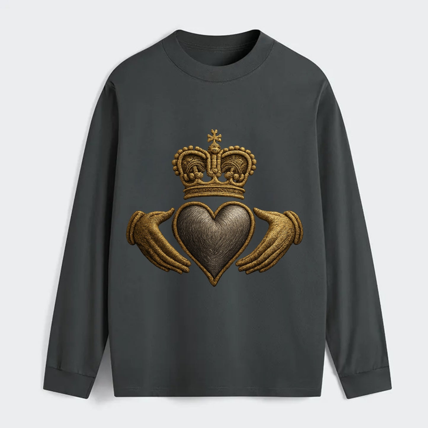 Claddagh Symbol  - Classic Long Sleeve Shirt - Gray