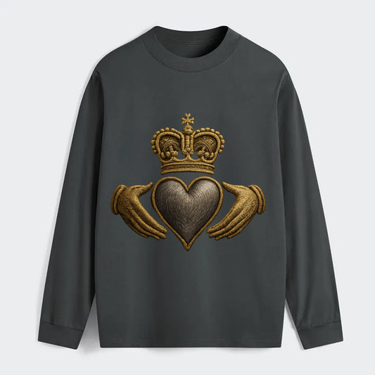Claddagh Symbol  - Classic Long Sleeve Shirt - Gray