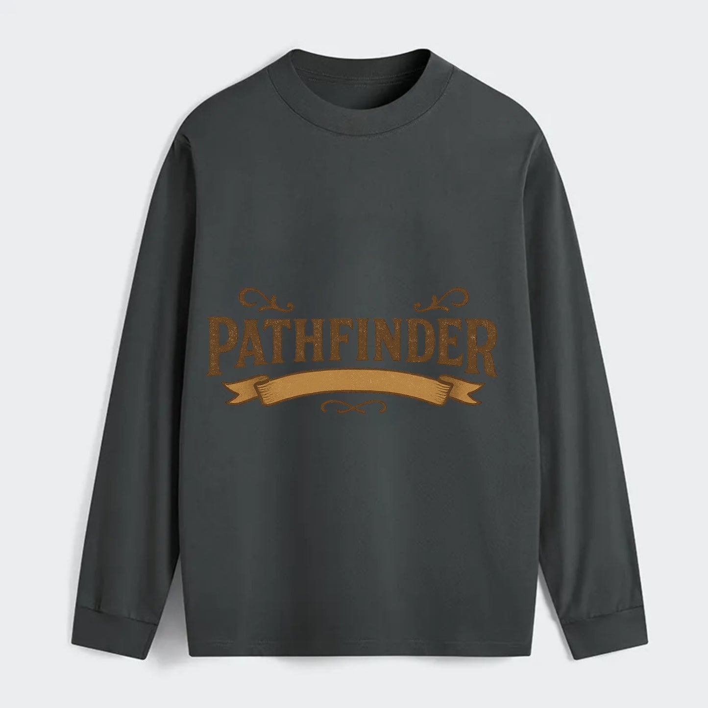 Bold typography design - "PATHFINDER" - finding the way, leading others - Classic Long Sleeve Shirt - Gray