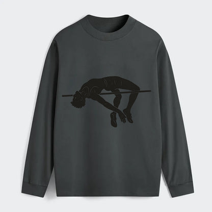 High jumper arching over bar - Classic Long Sleeve Shirt - Gray