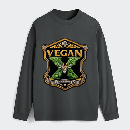 VEGAN X - plant-based symbol in green , animal rights - Classic Long Sleeve Shirt - Gray