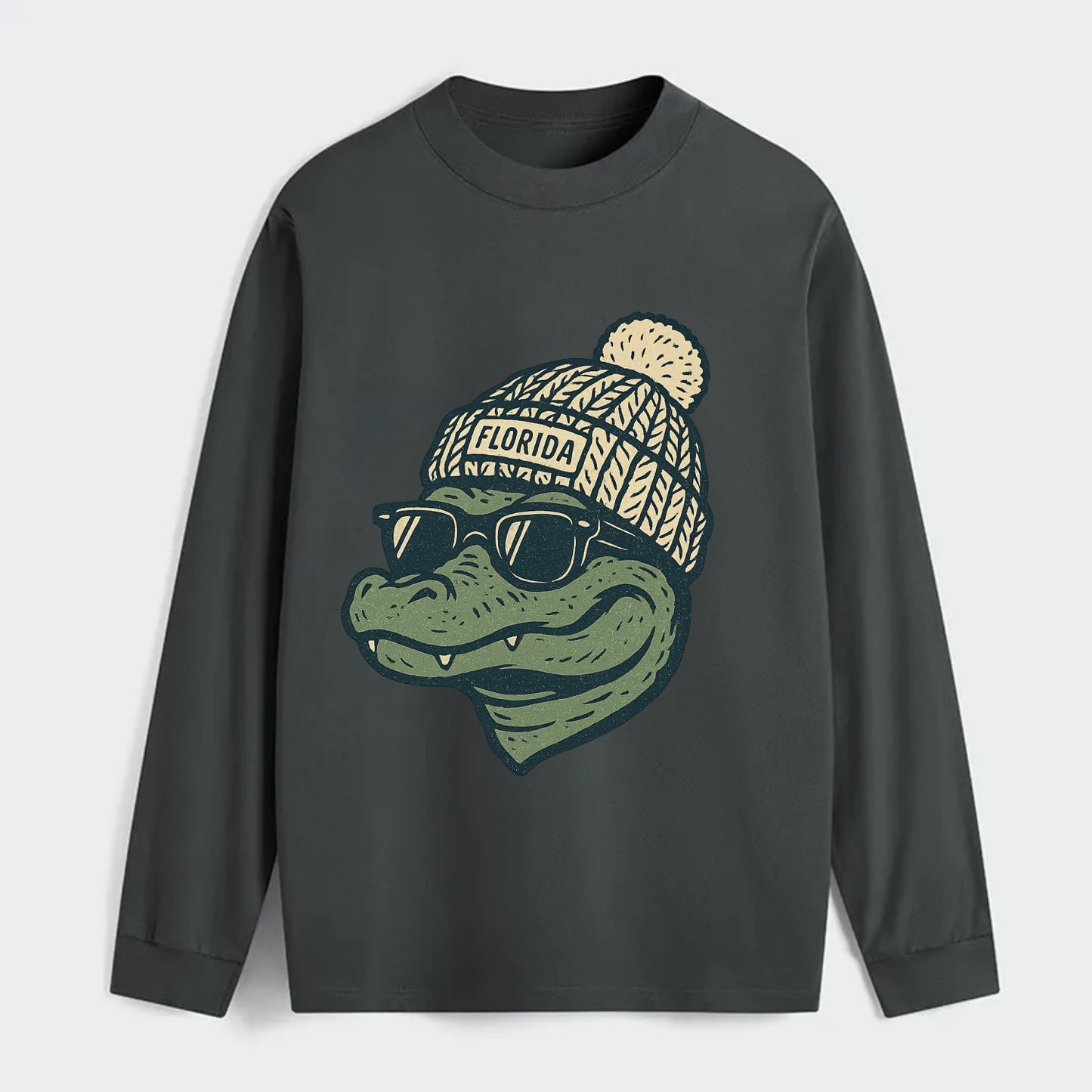 Gainesville Gator wearing Florida beanie - Classic Long Sleeve Shirt - Gray