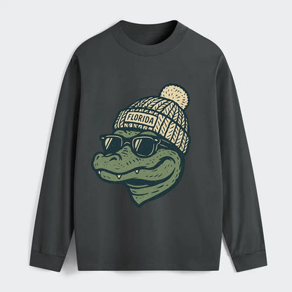 Gainesville Gator wearing Florida beanie - Classic Long Sleeve Shirt - Gray