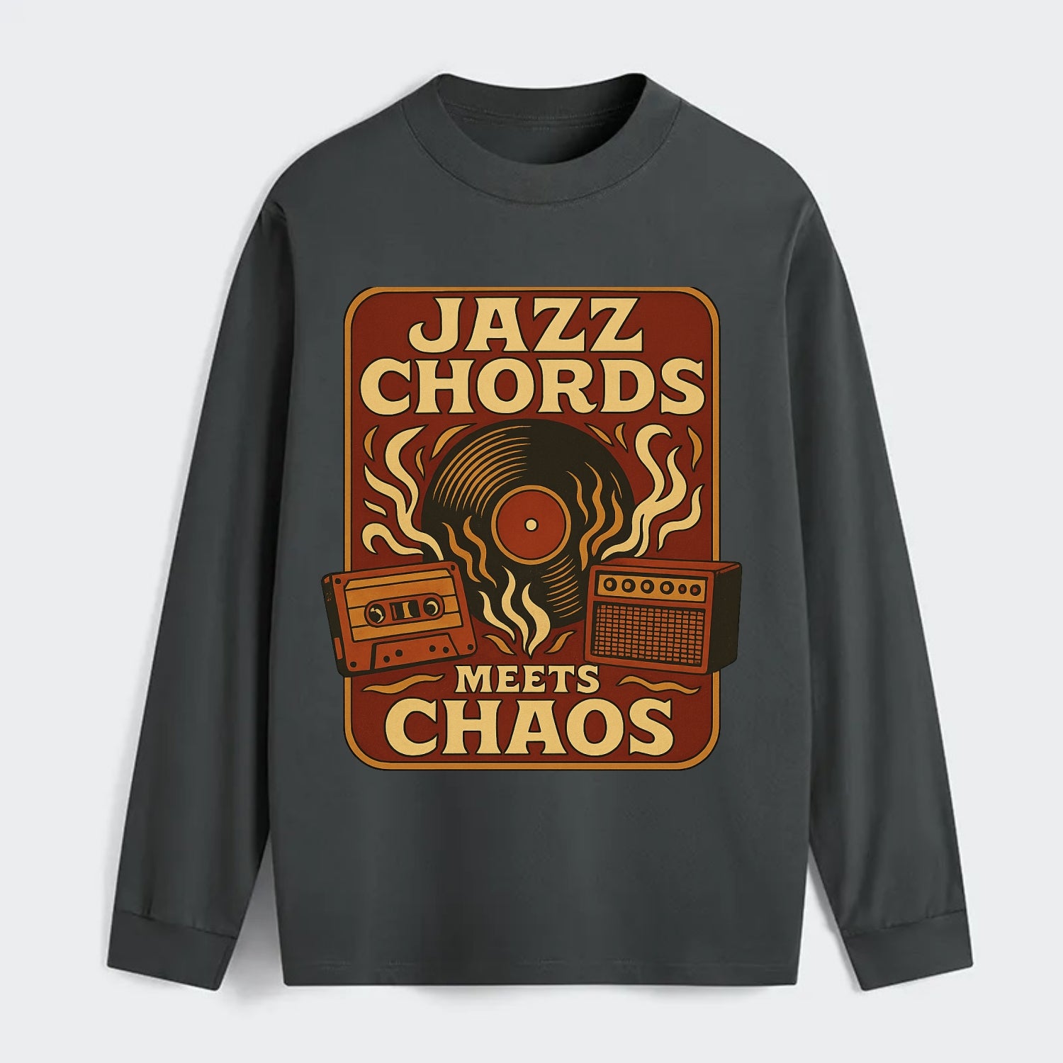 Jazz chords with hyperpop energy - "Jazz Meets Chaos" - unexpected - Classic Long Sleeve Shirt - Gray