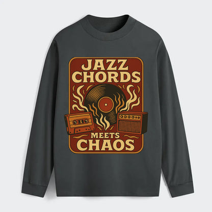 Jazz chords with hyperpop energy - "Jazz Meets Chaos" - unexpected - Classic Long Sleeve Shirt - Gray