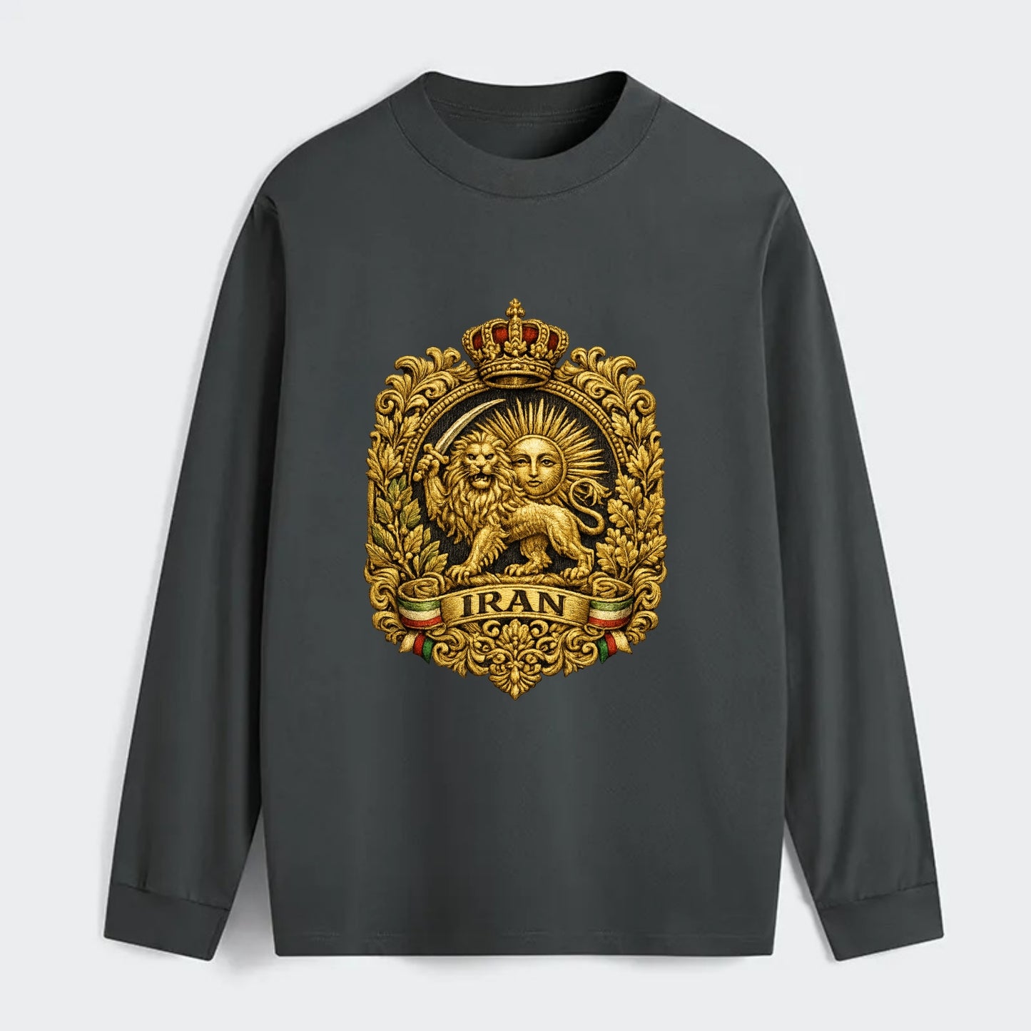 Iran Lion Sun Badge - Classic Long Sleeve Shirt - Gray