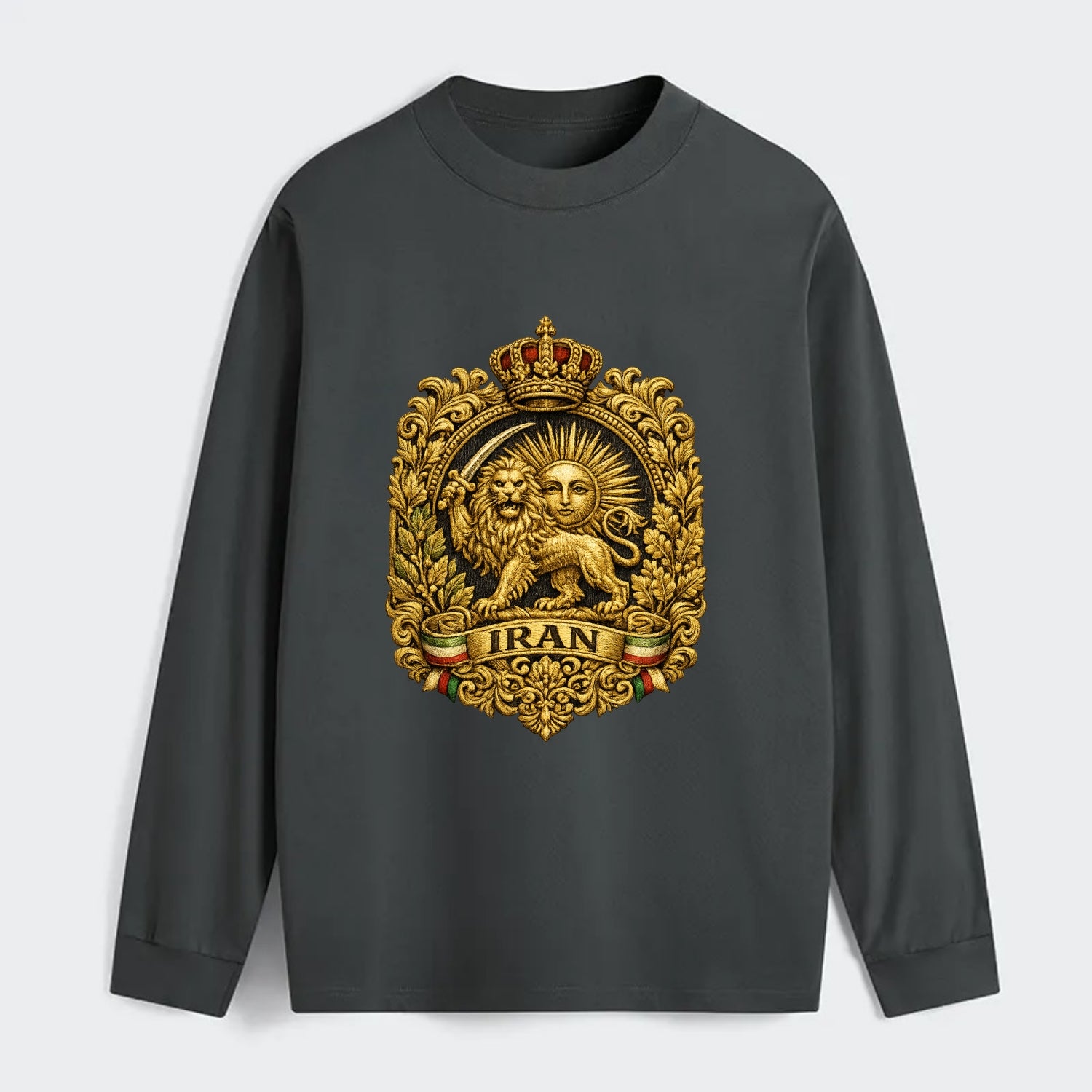 Iran Lion Sun Badge - Classic Long Sleeve Shirt - Gray
