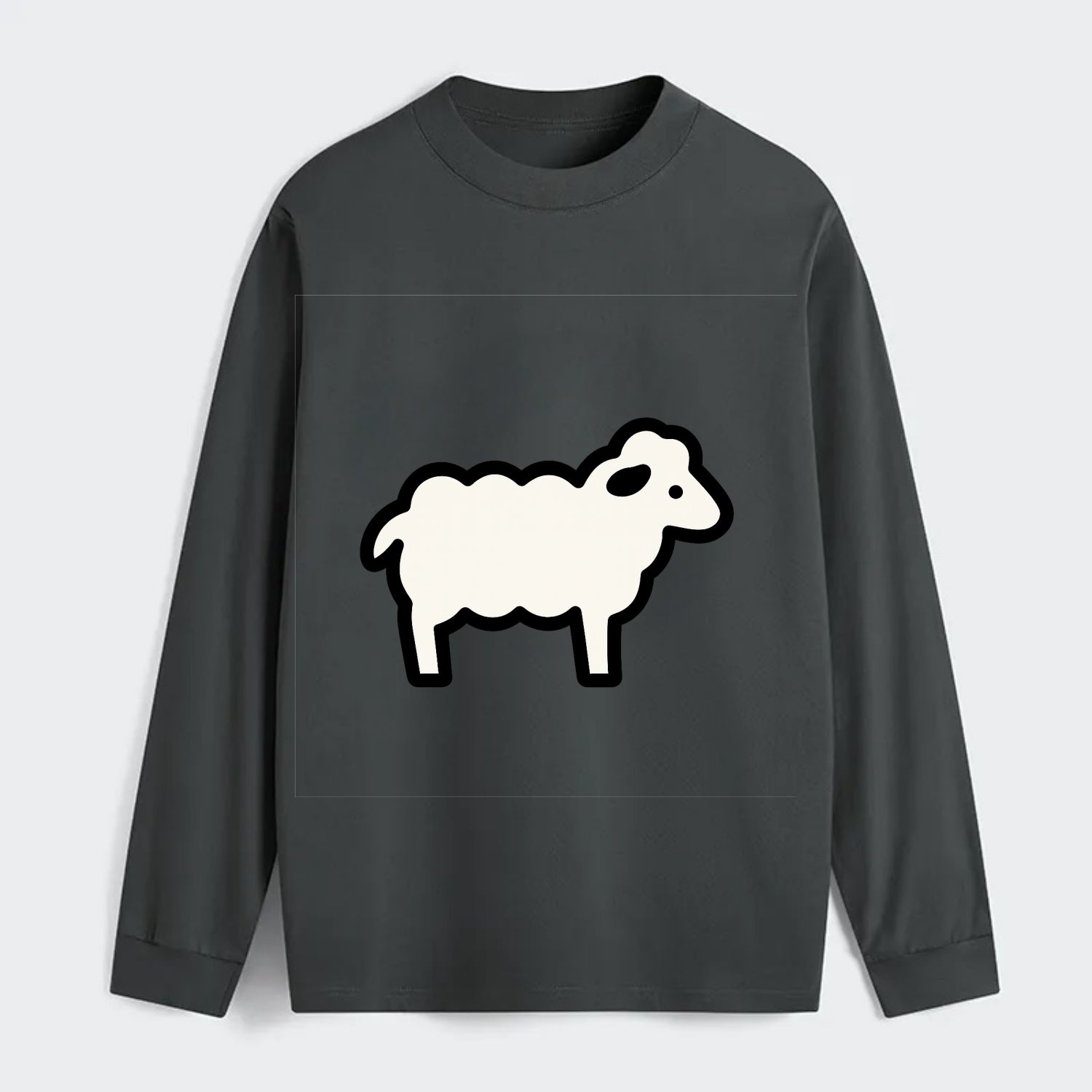 Sheep - White fluffy wool flat side profile - Classic Long Sleeve Shirt - Gray