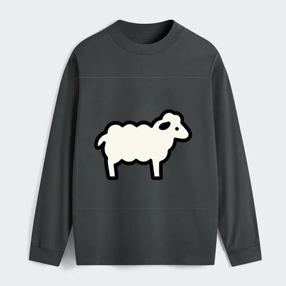Sheep - White fluffy wool flat side profile - Classic Long Sleeve Shirt - Gray