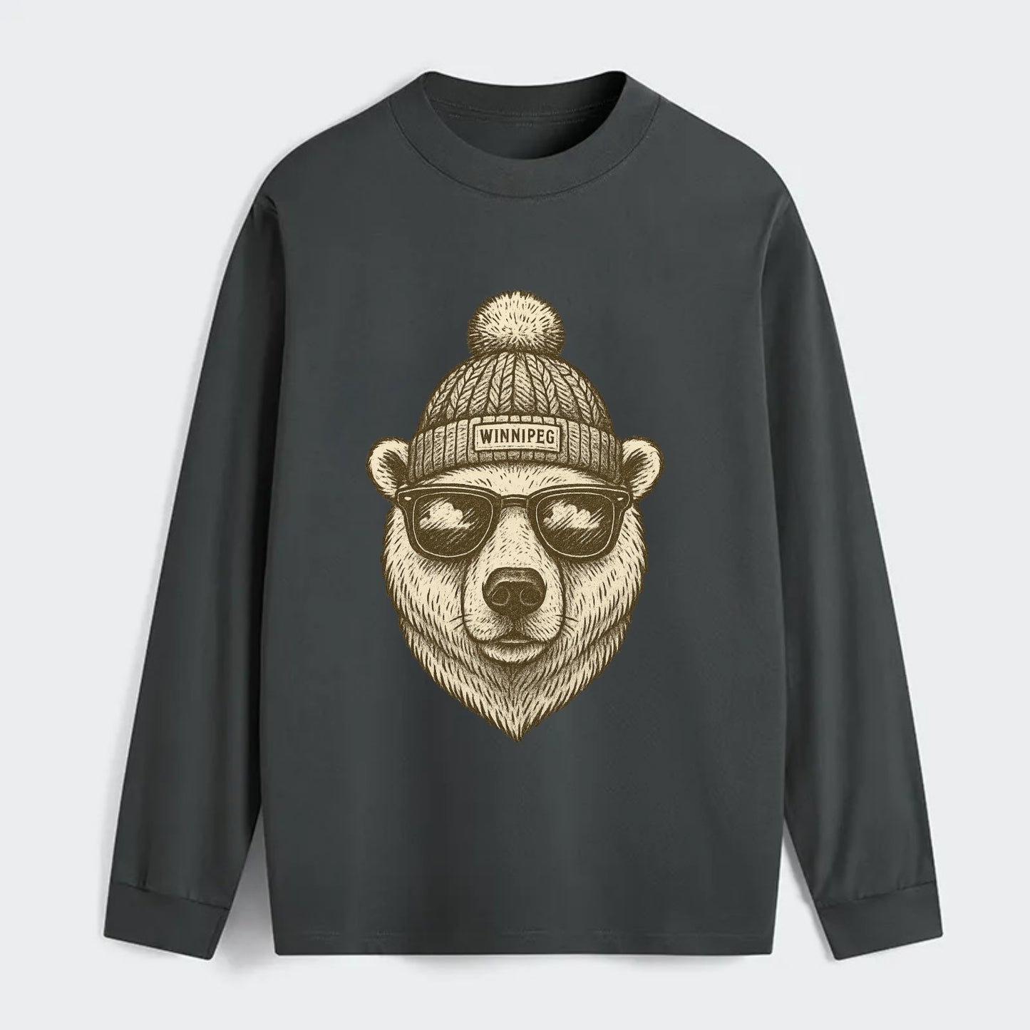 Winnipeg Polar Bear wearing Winnipeg bea - Classic Long Sleeve Shirt - Gray