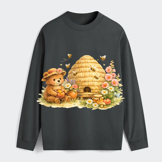 SKEP HIVE | Traditional straw beehive | Cottage garden setting | - Classic Long Sleeve Shirt - Gray