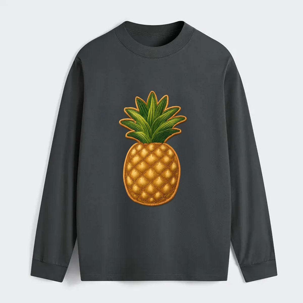 PINEAPPLE CROWN - tropical fruit in yellow and green , hospitality - Classic Long Sleeve Shirt - Gray