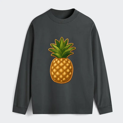 PINEAPPLE CROWN - tropical fruit in yellow and green , hospitality - Classic Long Sleeve Shirt - Gray