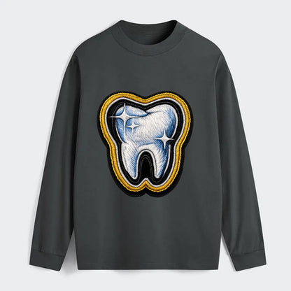 DENTAL TOOTH - molar with sparkle in white and blue , dentist - Classic Long Sleeve Shirt - Gray
