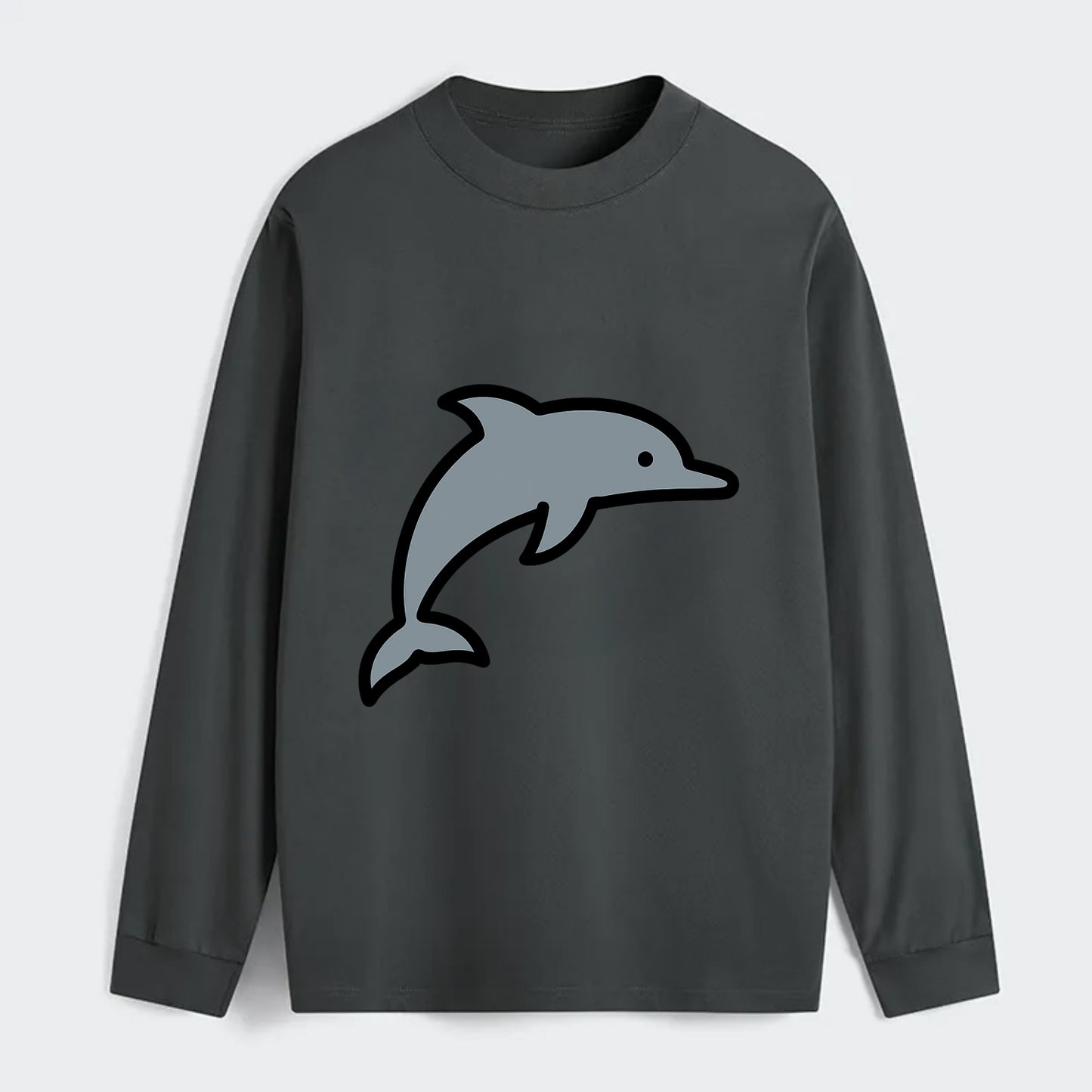 Bottlenose Dolphin - Gray jumping pose flat side profile - Classic Long Sleeve Shirt - Gray