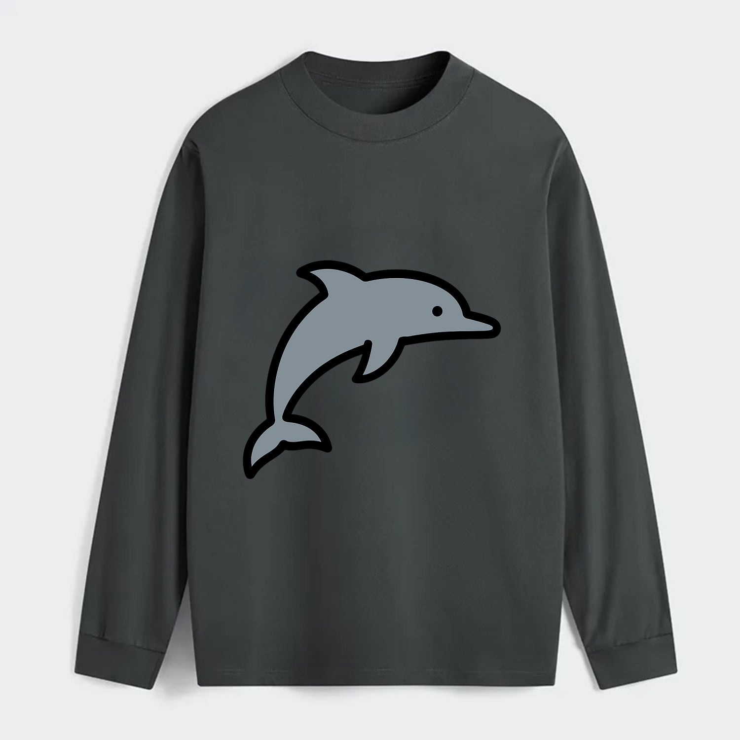 Bottlenose Dolphin - Gray jumping pose flat side profile - Classic Long Sleeve Shirt - Gray