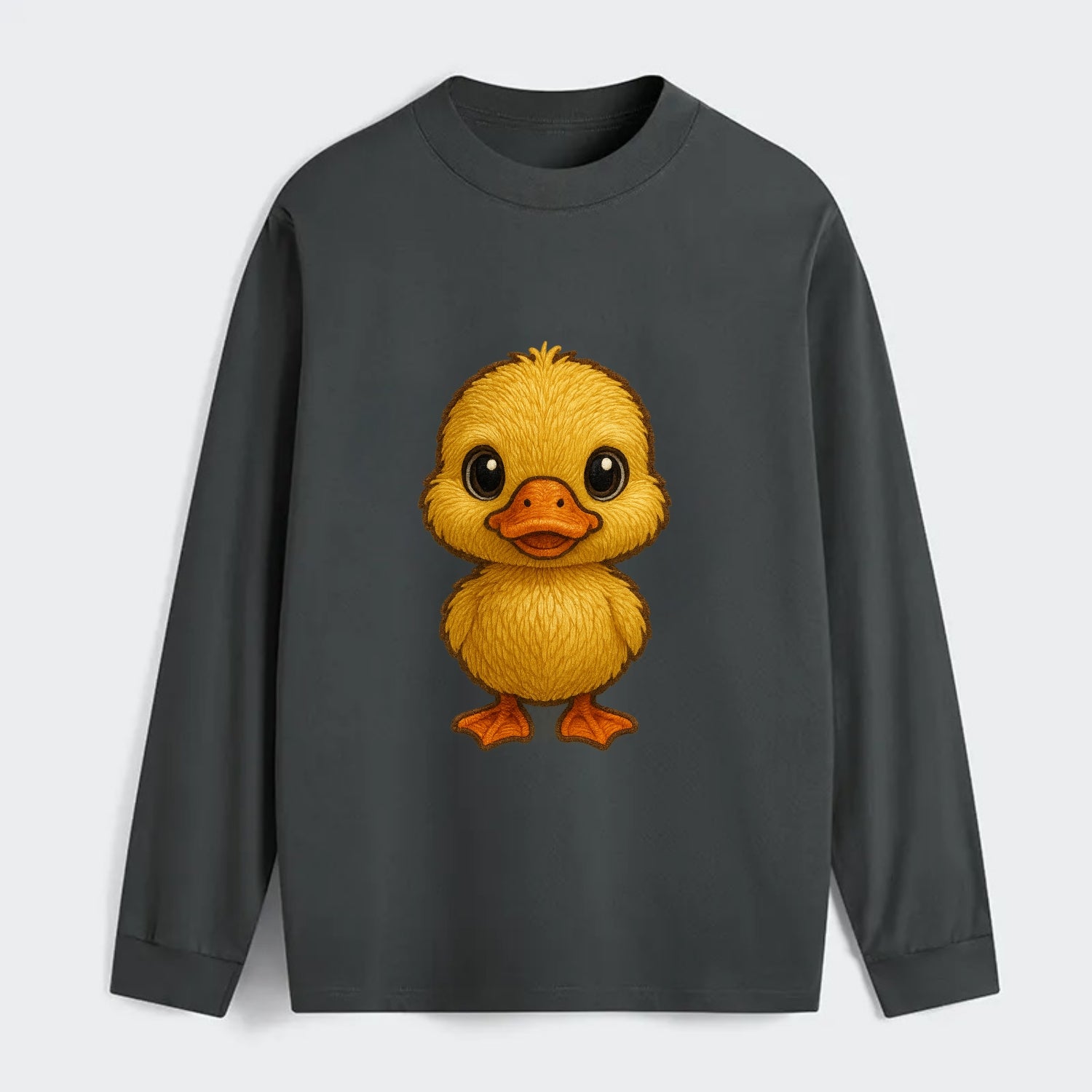 Baby Duck Duckling - yellow fluffy, orange beak, bright eyes, - Classic Long Sleeve Shirt - Gray