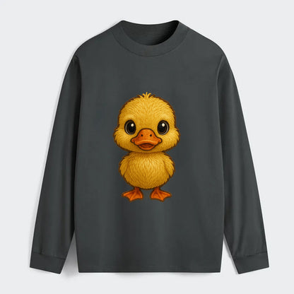 Baby Duck Duckling - yellow fluffy, orange beak, bright eyes, - Classic Long Sleeve Shirt - Gray