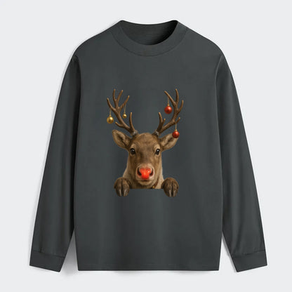 Christmas Reindeer  - Classic Long Sleeve Shirt - Gray
